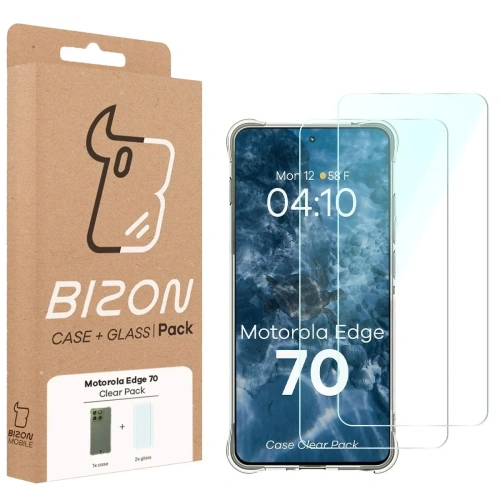 Elastyczne etui + 2x szkło hartowane Bizon Case Clear Pack do Motorola Edge 70