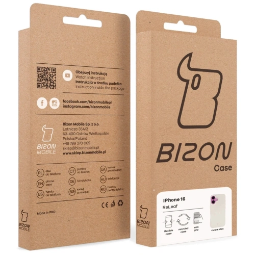 Etui z recyklingu Bizon Case ReLeaf do Apple iPhone 16 białe
