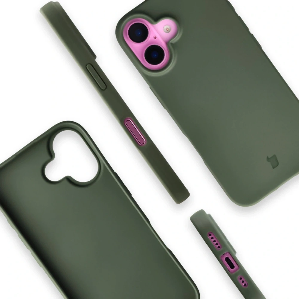 Etui z recyklingu Bizon Case ReLeaf do Apple iPhone 16 ciemnozielone