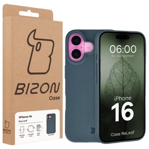 Etui z recyklingu Bizon Case ReLeaf do Apple iPhone 16 ciemnoniebieskie