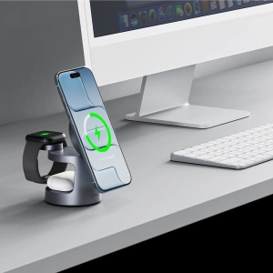 Ładowarka indukcyjna Tech-Protect QI2.2-25W-A48 3in1 Magnetic MagSafe Wireless Charger Dark Grey