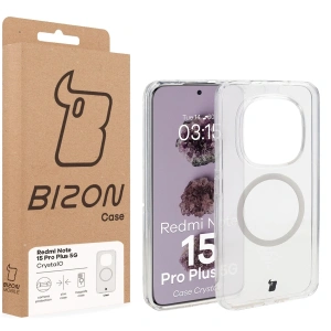Etui z pierścieniem magnetycznym Bizon Case CrystalO do Xiaomi Redmi Note 15 Pro+ Plus 5G przezroczyste