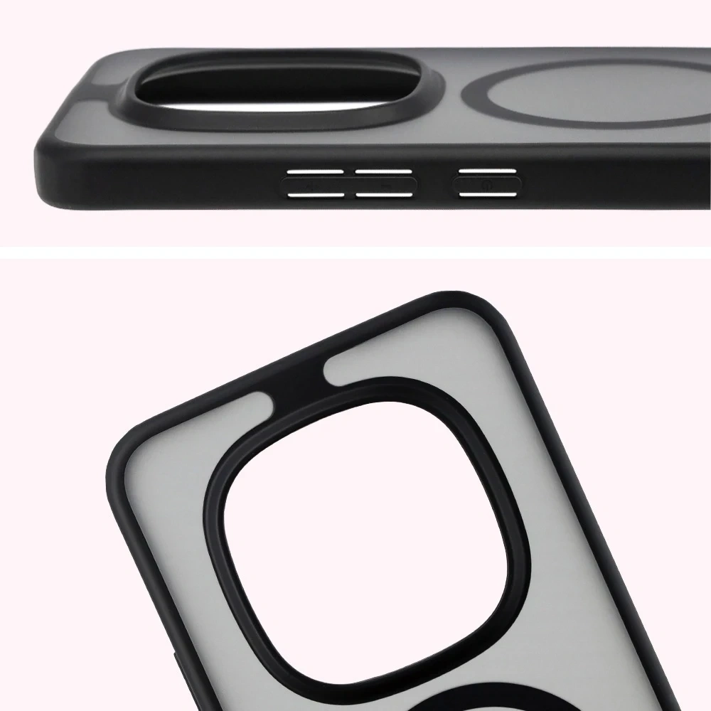 Etui z pierścieniem magnetycznym Bizon Case MatteO do Xiaomi Redmi Note 15 Pro+ Plus 5G przydymione-czarne