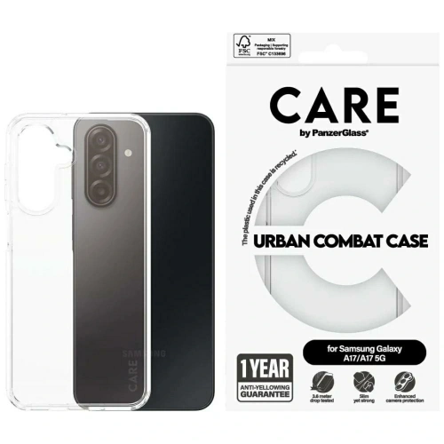 Etui CARE by PanzerGlass Flagship Urban Combat do Samsung Galaxy M17 5G / A17 / A17 5G przezroczysty