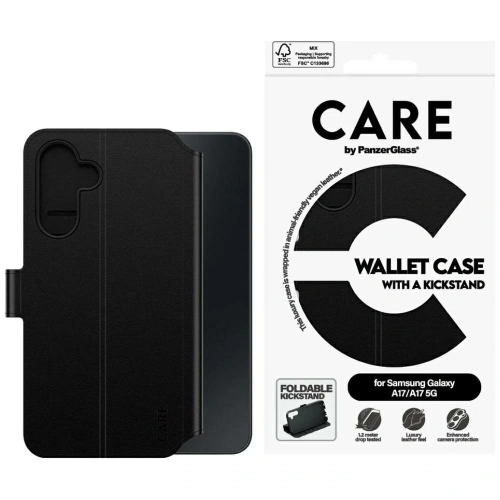 Etui CARE by PanzerGlass Wallet Case M. Kickstand do Samsung Galaxy M17 5G / A17 / A17 5G czarny