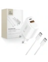 Ładowarka sieciowa Tech-Protect NCA45W-GAN USB-A, USB-C Network Charger PD 45W / QC3.0 + USB-C Cable White