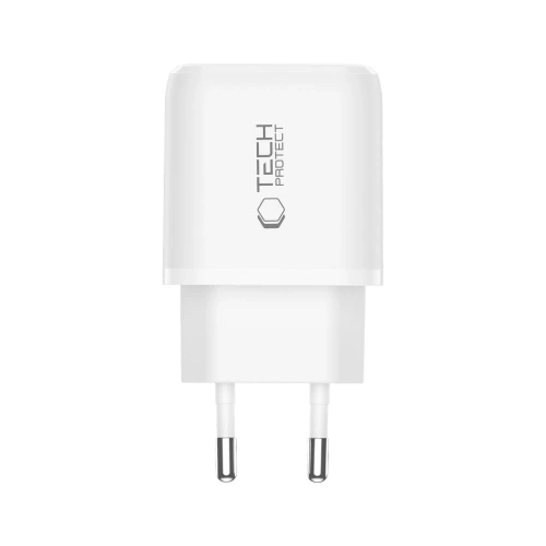 Ładowarka sieciowa Tech-Protect NCA45W-GAN USB-A, USB-C Network Charger PD 45W / QC3.0 + USB-C Cable White