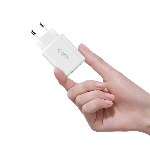 Ładowarka sieciowa Tech-Protect NCA65W-GAN USB-A, 2xUSB-C Network Charger PD 65W / QC3.0 White