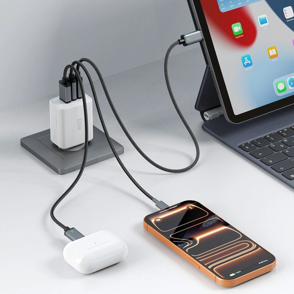 Ładowarka sieciowa Tech-Protect NCA65W-GAN USB-A, 2xUSB-C Network Charger PD 65W / QC3.0 White