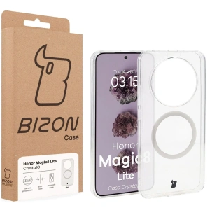 Etui z pierścieniem magnetycznym Bizon Case CrystalO do Honor Magic8 Lite przezroczyste