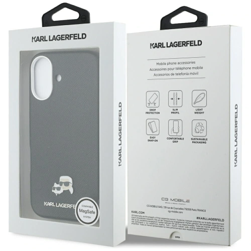 Etui Karl Lagerfeld Karl & Choupette Head Pins Saffiano MagSafe do Apple iPhone 17 czarny