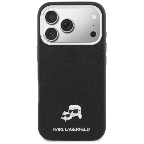 Etui Karl Lagerfeld Karl & Choupette Head Pins Saffiano MagSafe do Apple iPhone 17 Pro czarny