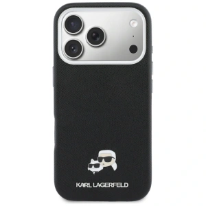 Etui Karl Lagerfeld Karl & Choupette Head Pins Saffiano MagSafe do Apple iPhone 17 Pro Max czarny