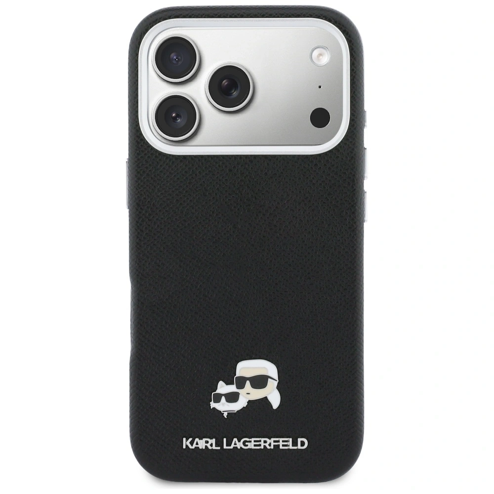 Etui Karl Lagerfeld Karl & Choupette Head Pins Saffiano MagSafe do Apple iPhone 17 Pro Max czarny