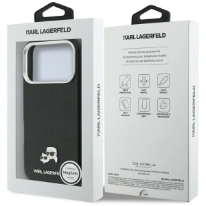 Etui Karl Lagerfeld Karl & Choupette Head Pins Saffiano MagSafe do Apple iPhone 17 Pro Max czarny