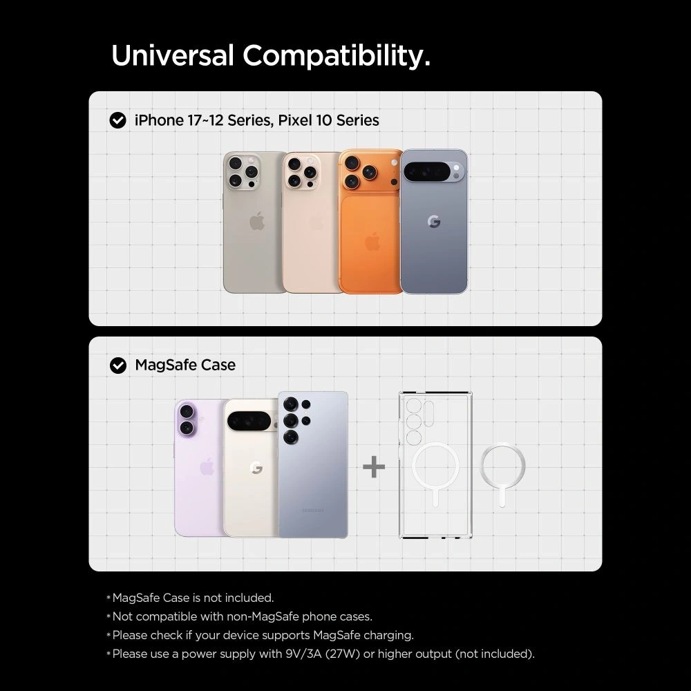 Uchwyt samochodowy do kratki z ładowarką Spigen EV15MAQ Essential Magnetic MagSafe Vent Car Mount Wireless Charger 15W QI2 Black