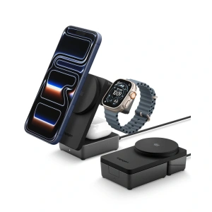 Ładowarka bezprzewodowa Spigen EF323MQ Essential 3in1 Magnetic MagSafe Wireless Charger 25W Qi2.2 Black