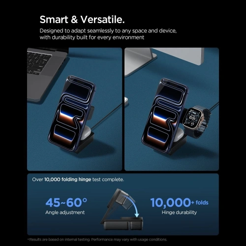 Ładowarka bezprzewodowa Spigen EF323MQ Essential 3in1 Magnetic MagSafe Wireless Charger 25W Qi2.2 Black