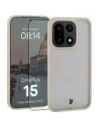 Etui z pierścieniem magnetycznym + szkło hartowane Bizon MatteO Pack do OnePlus 15 przydymione-beżowe