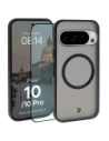 Etui z pierścieniem magnetycznym + szkło hartowane Bizon MatteO Pack do Google Pixel 10 / 10 Pro przydymione-czarne