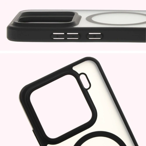 Etui z pierścieniem magnetycznym + szkło hartowane Bizon MatteO Pack do Xiaomi 15 przydymione-czarne