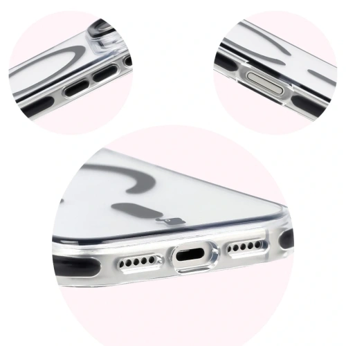 Etui z pierścieniem magnetycznym Bizon Case Marco do Apple iPhone 17 Pro przezroczyste z czarną ramką