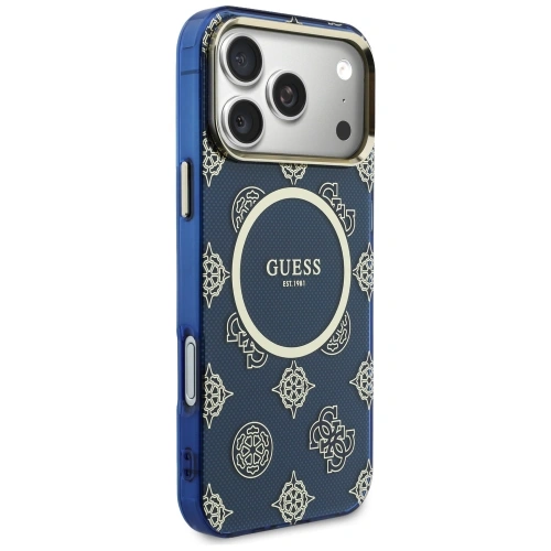 Etui Guess IML Peony Dot MagSafe do Apple iPhone 17 Pro Max niebieski