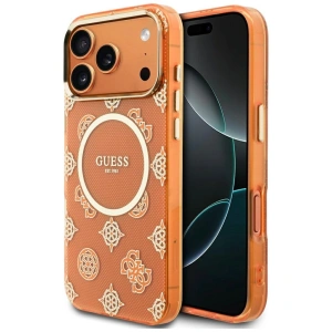 Etui Guess IML Peony Dot MagSafe do Apple iPhone 17 Pro Max pomarańczowy
