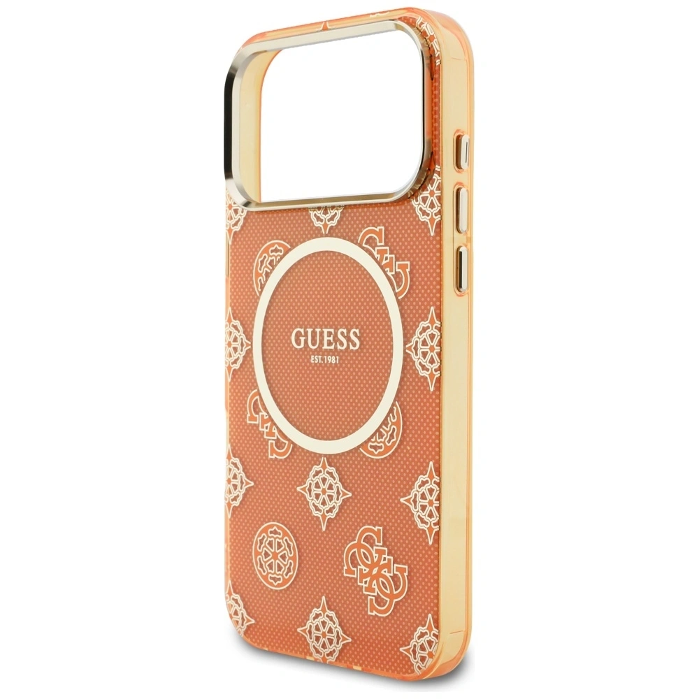 Etui Guess IML Peony Dot MagSafe do Apple iPhone 17 Pro Max pomarańczowy