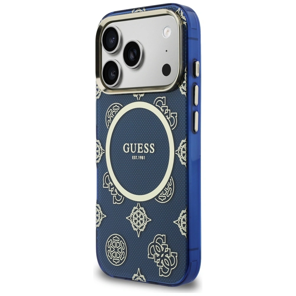 Etui Guess IML Peony Dot MagSafe do Apple iPhone 17 Pro niebieski