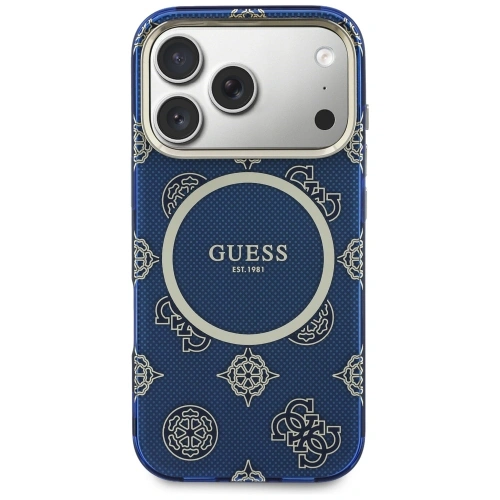 Etui Guess IML Peony Dot MagSafe do Apple iPhone 17 Pro niebieski