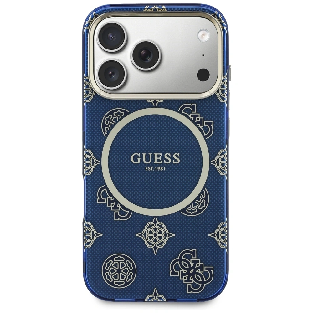 Etui Guess IML Peony Dot MagSafe do Apple iPhone 17 Pro niebieski