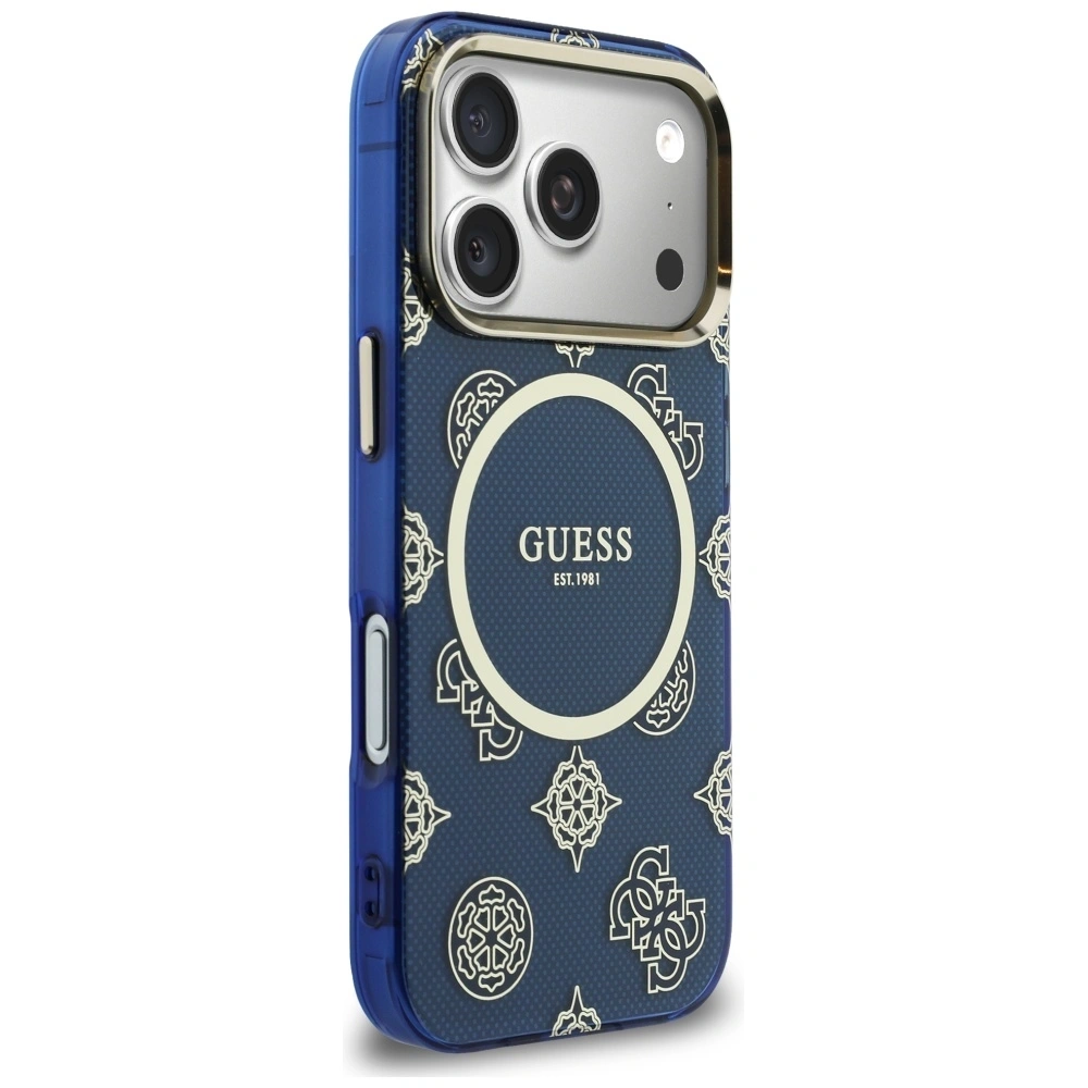 Etui Guess IML Peony Dot MagSafe do Apple iPhone 17 Pro niebieski