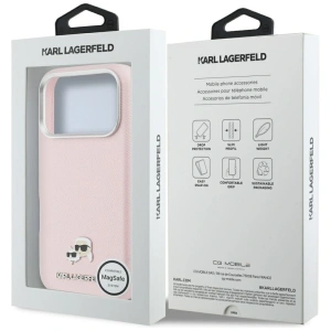Etui Karl Lagerfeld Karl & Choupette Head Pins Saffiano MagSafe do Apple iPhone 17 Pro różowy