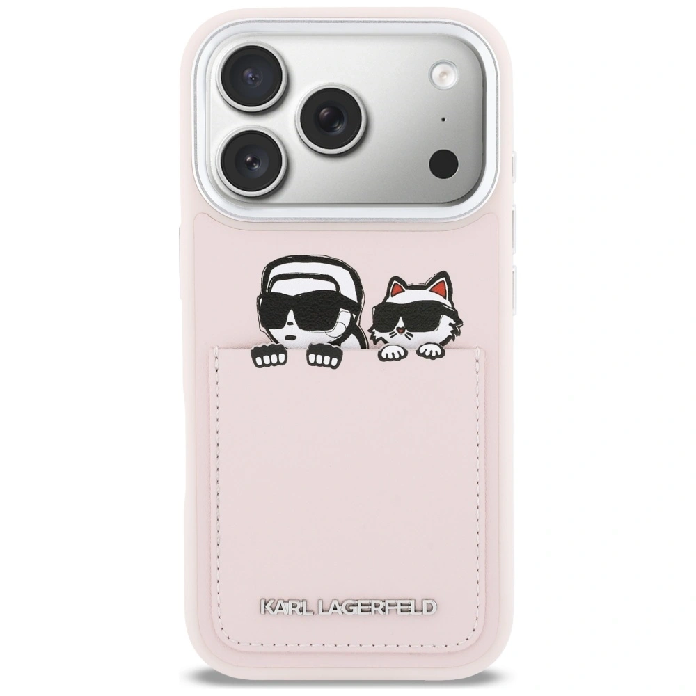 Etui Karl Lagerfeld Karl & Choupette Print & Pocket do Apple iPhone 17 Pro Max różowy