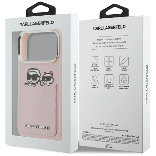 Etui Karl Lagerfeld Karl & Choupette Print & Pocket do Apple iPhone 17 Pro Max różowy