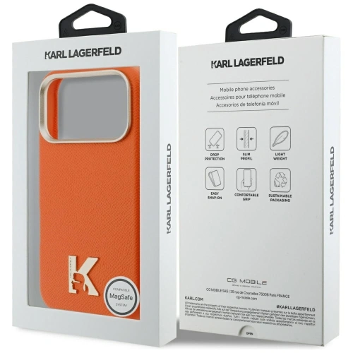 Etui Karl Lagerfeld Karl Head Logo MagSafe do Apple iPhone 17 Pro pomarańczowy
