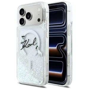 Etui Karl Lagerfeld Liquid Glitter Karl Script Logo MagSafe do Apple iPhone 17 Pro Max przezroczysty