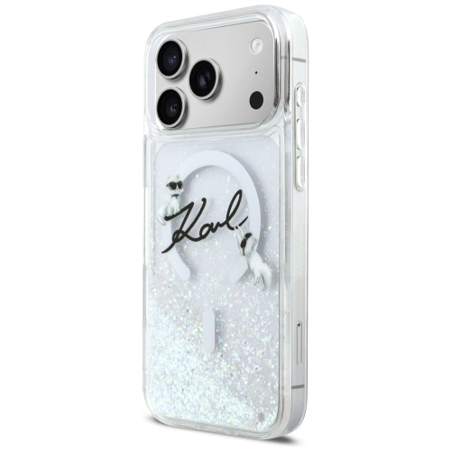 Etui Karl Lagerfeld Liquid Glitter Karl Script Logo MagSafe do Apple iPhone 17 Pro Max przezroczysty