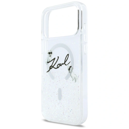 Etui Karl Lagerfeld Liquid Glitter Karl Script Logo MagSafe do Apple iPhone 17 Pro Max przezroczysty