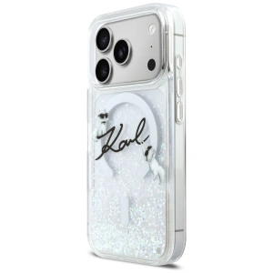 Etui Karl Lagerfeld Liquid Glitter Karl Script Logo MagSafe do Apple iPhone 17 Pro przezroczysty