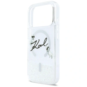 Etui Karl Lagerfeld Liquid Glitter Karl Script Logo MagSafe do Apple iPhone 17 Pro przezroczysty