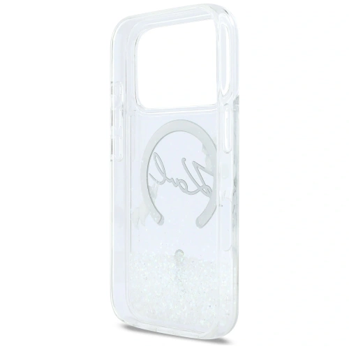Etui Karl Lagerfeld Liquid Glitter Karl Script Logo MagSafe do Apple iPhone 17 Pro przezroczysty
