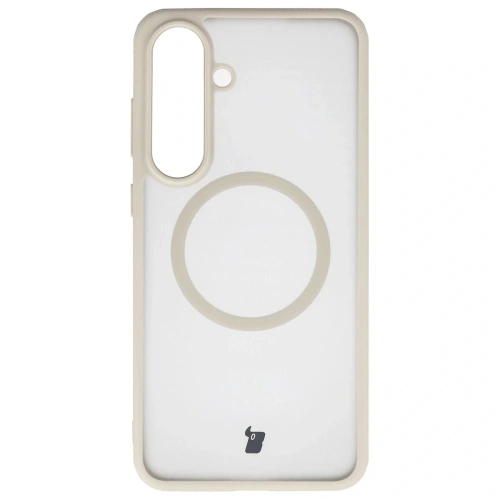 Etui z pierścieniem magnetycznym + szkło hartowane Bizon MatteO Pack do Samsung Galaxy S25 FE przydymione-beżowe