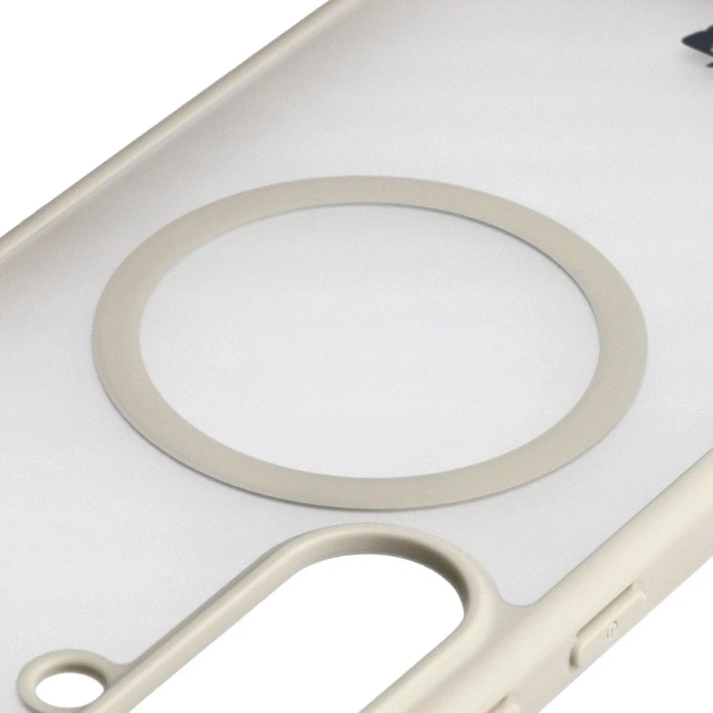 Etui z pierścieniem magnetycznym + szkło hartowane Bizon MatteO Pack do Samsung Galaxy S25 FE przydymione-beżowe