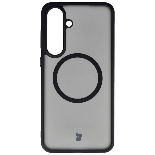 Etui z pierścieniem magnetycznym + szkło hartowane Bizon MatteO Pack do Samsung Galaxy S25 FE przydymione-czarne