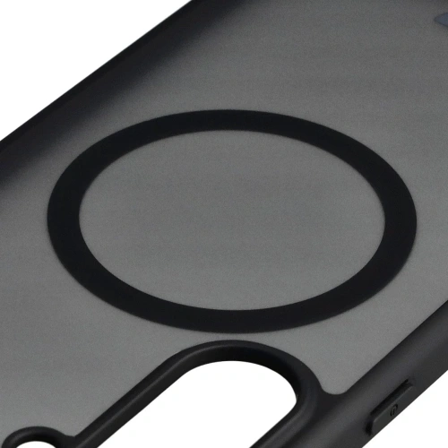 Etui z pierścieniem magnetycznym + szkło hartowane Bizon MatteO Pack do Samsung Galaxy S25 FE przydymione-czarne