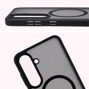 Etui z pierścieniem magnetycznym + szkło hartowane Bizon MatteO Pack do Samsung Galaxy S25 FE przydymione-czarne