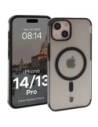 Etui z pierścieniem magnetycznym + szkło hartowane Bizon MatteO Pack do Apple iPhone 14 / 13 przydymione-czarne
