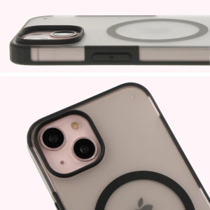 Etui z pierścieniem magnetycznym + szkło hartowane Bizon MatteO Pack do Apple iPhone 14 / 13 przydymione-czarne